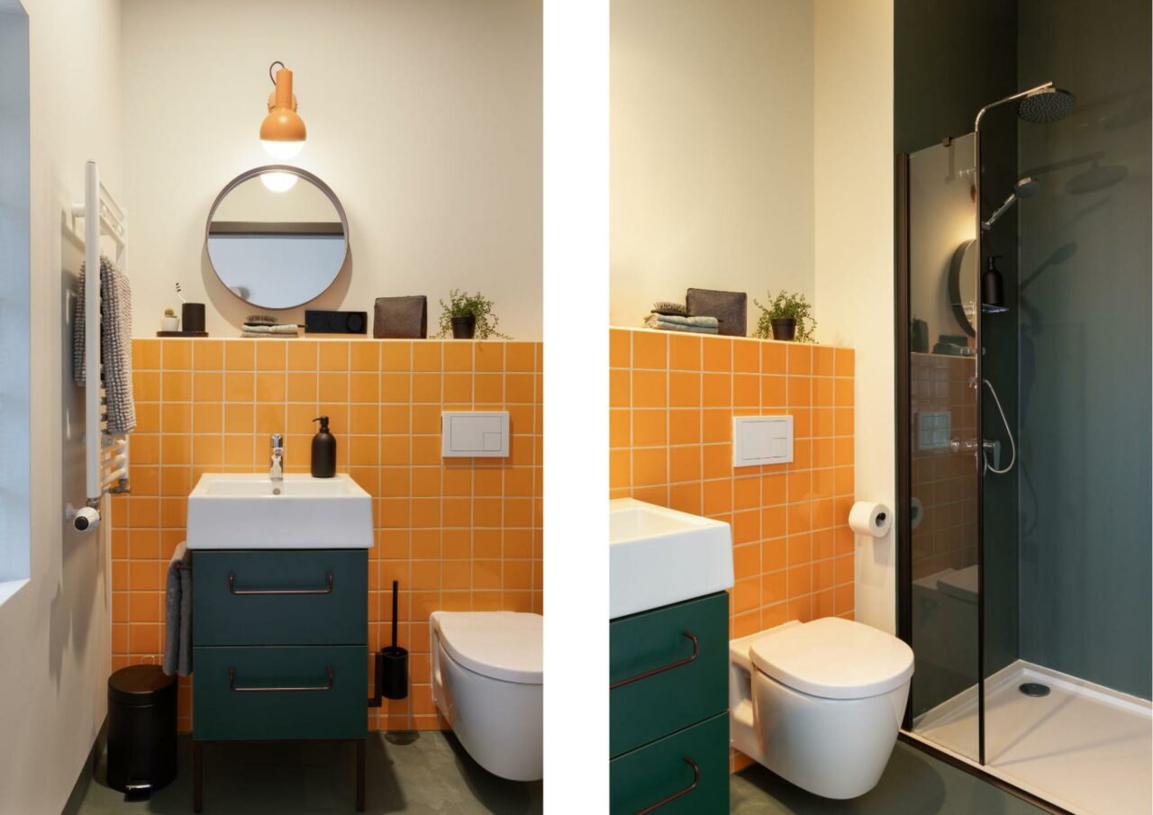 Aseos de habitación en residencia de estudiantes Basecamp Katowice